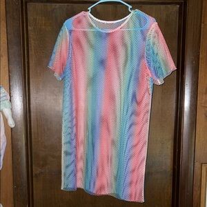 Rainbow Mesh Bathing Suit Cover-up